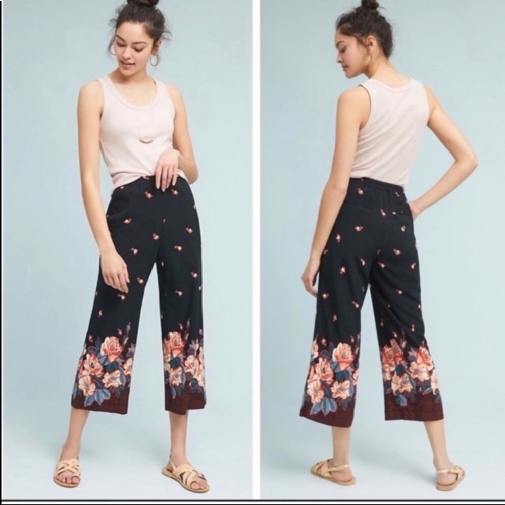 NWOT Anthropologie Ett twa Floral wide leg Small